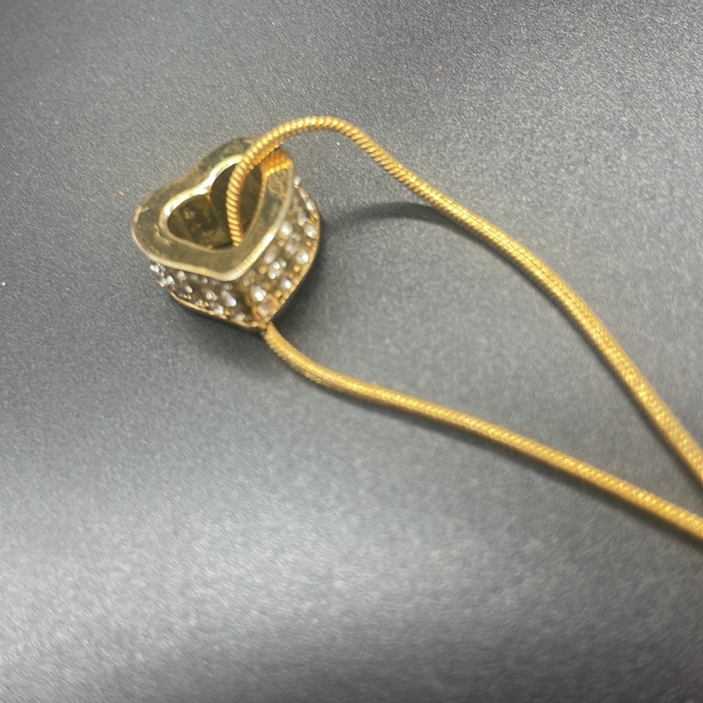 Gold tone with heart  shape pendnat, womens fashion necklace - Picture 2 of 3